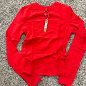 SKIMS COTTON JERSEY LONG SLEEVE T SHIRT M RUBY RED